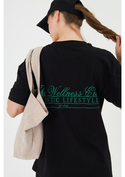 The Wellness Era Baskılı %100 Pamuk Oversize Kadın Tişört indirimleri