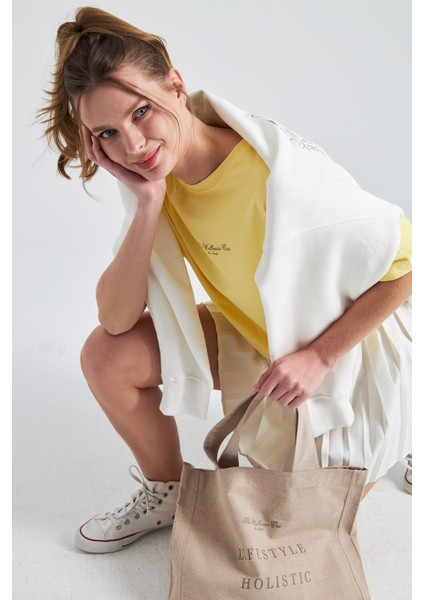 The Wellness Era Baskılı %100 Pamuk Oversize Kadın Tişört fırsatları