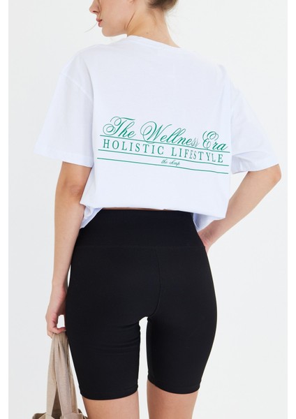 The Wellness Era Baskılı %100 Pamuk Oversize Kadın Tişört