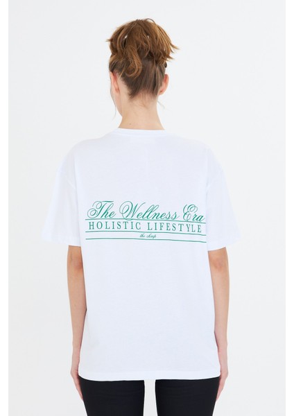 The Wellness Era Baskılı %100 Pamuk Oversize Kadın Tişört modelleri