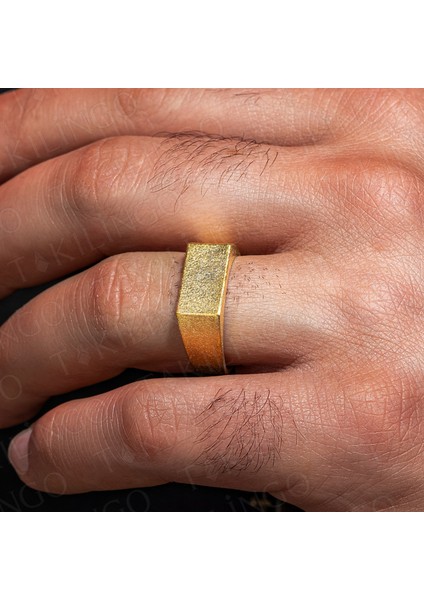 925 Ayar Gümüş 14 Ayar Altın Kaplama Taşsız Sade Erkek Yüzük modelleri