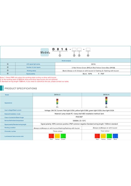 D016-3B 24V Dc Buzzer 3 Renk Aluminyum Ikaz Lambası