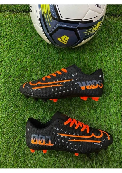 001 Erkek Çocuk Krampon Futbol Ayakkabısı Siyah - Oranj
