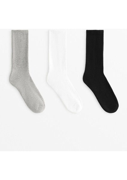 12'li Pamuklu Dikişsiz Boğazı Lastik Örgülü Triko Tenis Çorabı Dört Mevsim