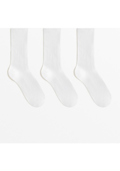 6'lı Pamuklu Dikişsiz Boğazı Lastik Örgülü Triko Tenis Çorabı Dört Mevsim
