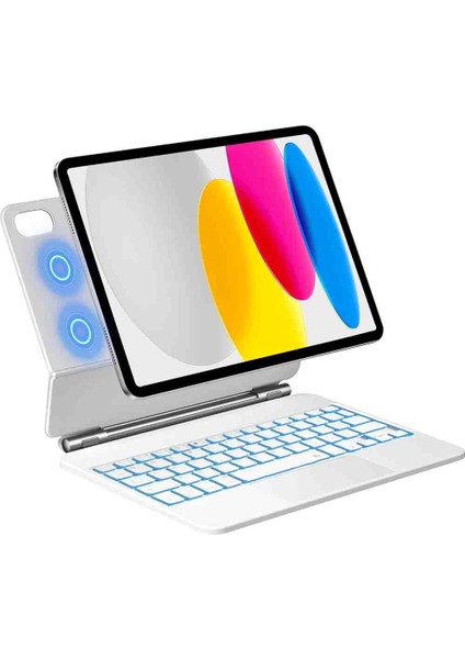 Apple Ipad 10.nesil ipad (A16) 2022 /2025 Uyumlu Magic Keyboard Touchpad Işıklı Klavyeli Kılıfı