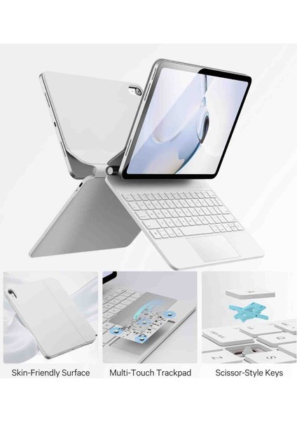 Apple Ipad 10.nesil ipad (A16) 2022 /2025 Uyumlu Magic Keyboard Touchpad Işıklı Klavyeli Kılıfı