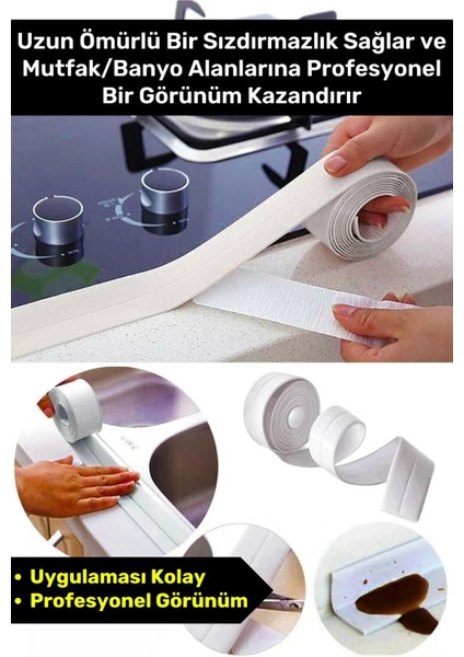 Deluxe Su Geçirmez Sızdırmaz Dayanıklı Lavabo Pvc Yağ Kenar Küf Önleyici 3.2m 5 Adet Izolasyon Bant indirimleri