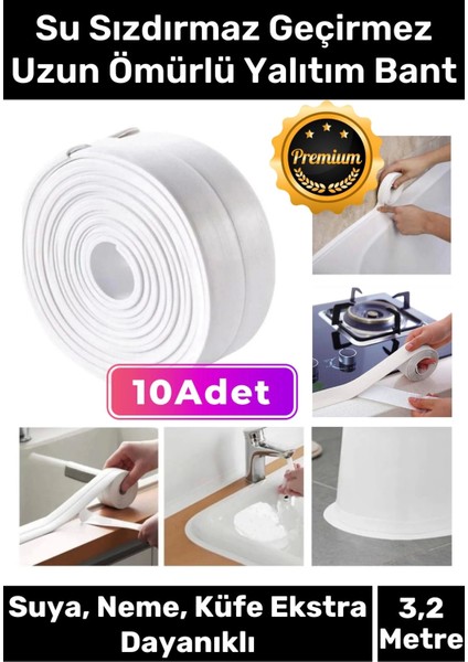 Deluxe Su Geçirmez Sızdırmaz Dayanıklı Lavabo Pvc Yağ Kenar Küf Önleyici 3.2m 10 Adet Izolasyon Bant