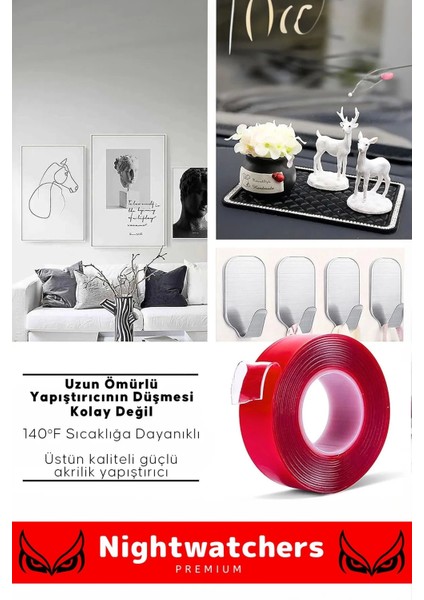 Deluxe Ekstra Güçlü Çok Amaçlı Çift Taraflı Tamir Cam Mekan Montaj 2mt Silikon Şeffaf Bant 5 Adet