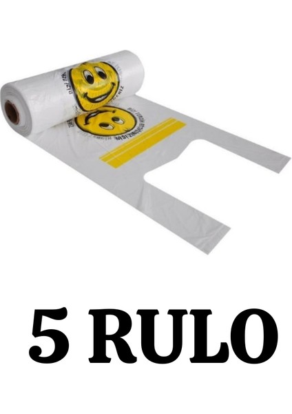 Baskılı Rulo Poşet Büyük Boy X5 Rulo Gülenyüz Baskılı Çöp Poşeti Market Manav Poşeti