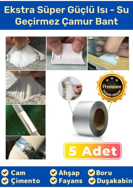 Su Geçirmez Sızdırmaz Alev Dayanıklı Alüminyum Sakız Çamur Bant 48MMX2MT Tamir Bandı 5