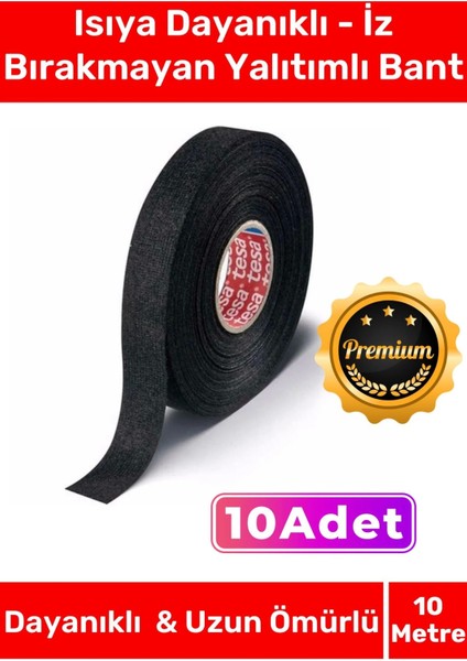 Deluxe Isıya Dayanıklı Aşınma Direnci Kalıntı Bırakmayan Alev 10MT Yalıtım Bant 10 Adet