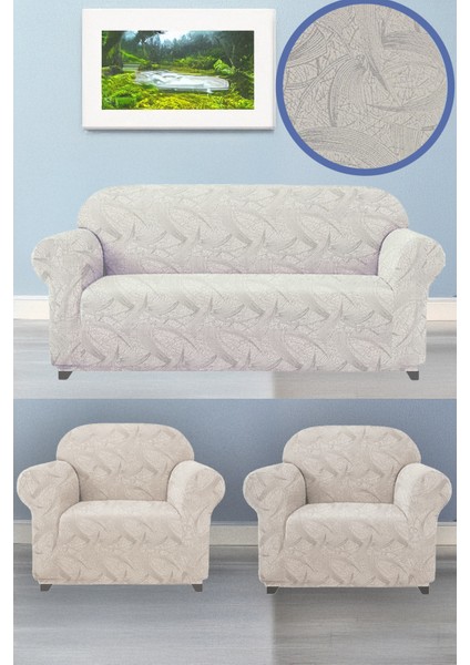 BAQDO Sehra Desen Koltuk Örtüsü 3+3+1+1 Takımı Koltuk Kılıfı Kanepe Kılıfı Lastili Esnek Yıkanabilir Kanepe örtüsü Sehra 3311