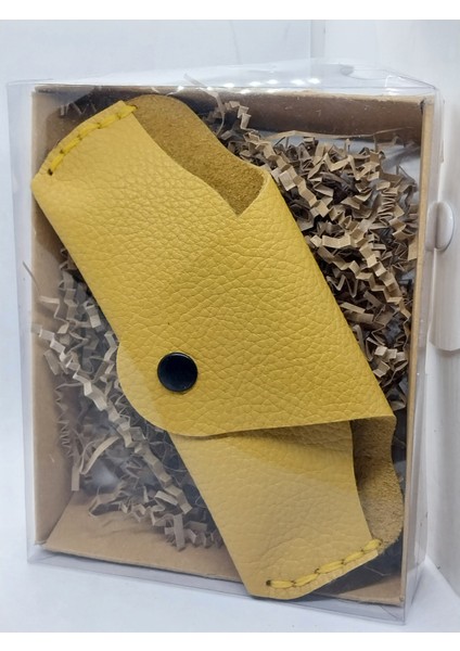 Hakiki Deri Sarı Renkli El Yapımı Çıt Çıt Kapamalı Gözlük Kılıfı fiyatları