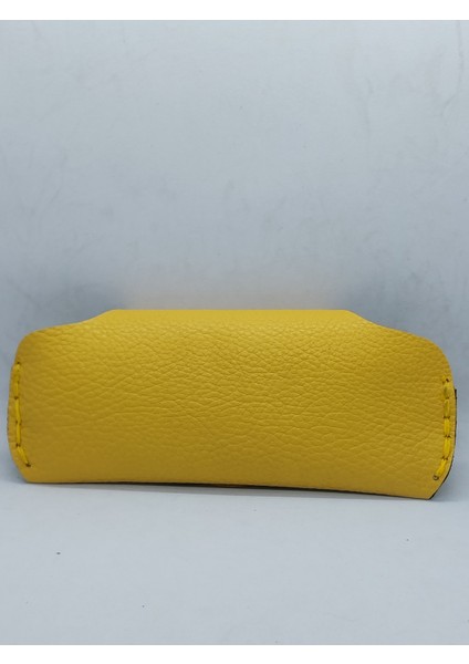 Hakiki Deri Sarı Renkli El Yapımı Çıt Çıt Kapamalı Gözlük Kılıfı fırsatları