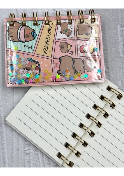 Pullu Pırıltılı Sevimli Hayvan Desenli Mini Spiral Defter Çizgili 64 Sayfa Pembe Renk fiyatları