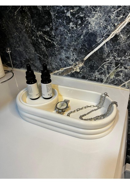 Dekoratif Kenar Detaylı Sunumluk, Makyaj ve Banyo Organizeri, Takı Tabağı, Mumluk modelleri