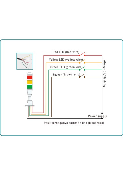D019-B-P 24V Dc Buzzer 3 Renk Ikaz Lambası