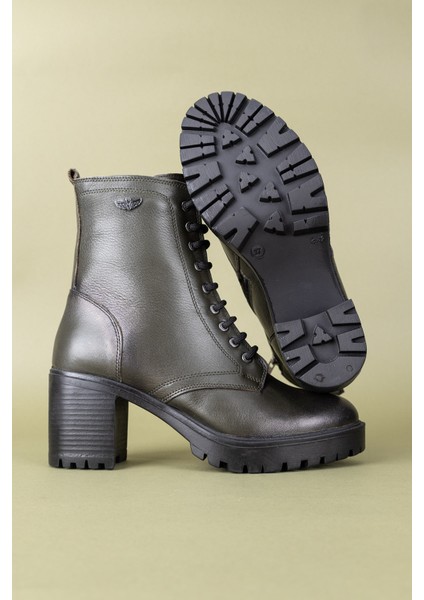 Galsu Kadın Deri Yeşil Kalın Topuklu Bot fırsatları