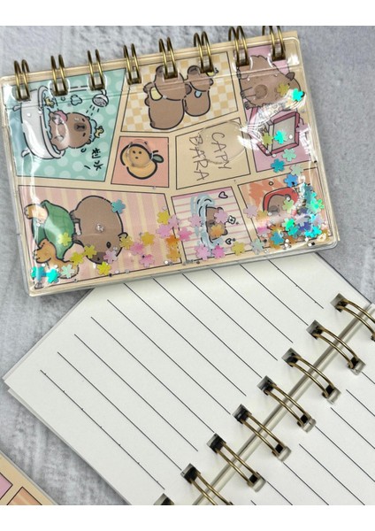 Pullu Pırıltılı Sevimli Hayvan Desenli Mini Spiral Defter Çizgili 64 Sayfa Kahverengi Renk fiyatları