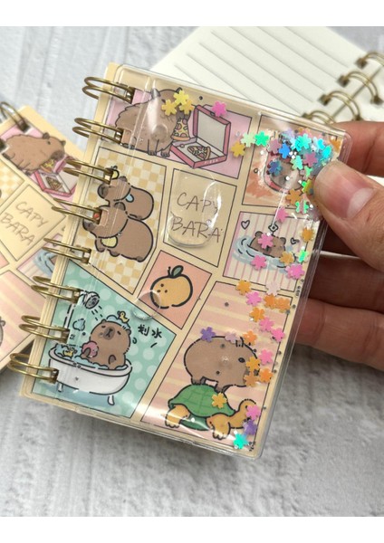 Pullu Pırıltılı Sevimli Hayvan Desenli Mini Spiral Defter Çizgili 64 Sayfa Kahverengi Renk indirimleri