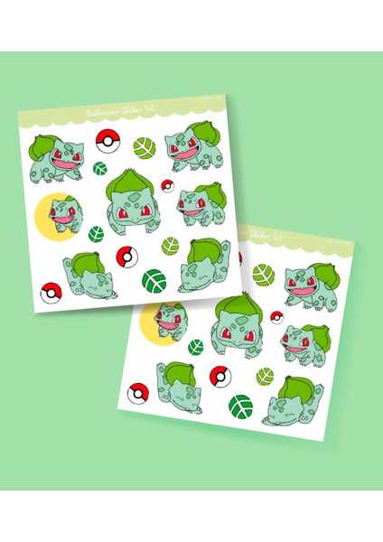 Balbazar (Bulbasaur) Pokemon Sticker Set -2'li- Parlak Kağıt - Süsleme Çıkartmaları Telefon -Tablet Etiketleri fiyatları