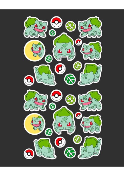 Balbazar (Bulbasaur) Pokemon Sticker Set -2'li- Parlak Kağıt - Süsleme Çıkartmaları Telefon -Tablet Etiketleri modelleri