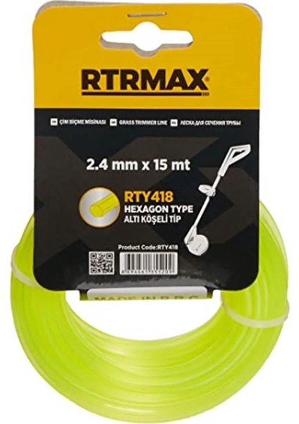 RTY418 Tırpan Misinası - Çim Biçme Misinası 2.4 mm x 15 mt Sarı Altıköşe