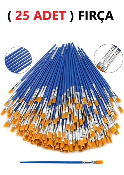( 25 Adet ) Resim Fırçası Sentetik Fırça Ekonomik Suluboya Akrilik Boya Guaj Boya Yağlı Boya Fırçası
