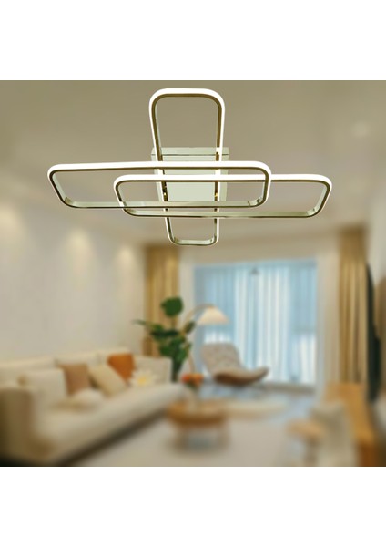 TT324-FSR Tt Aydınlatma 57 x 17 Profil Fransız Sarı Kaplama 3 Lü Plafonyer LED Avize modelleri