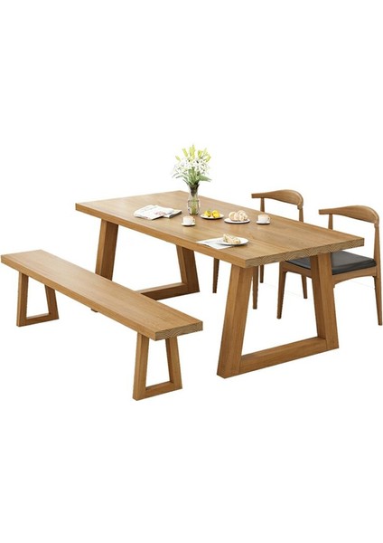 Ahşap Yemek Masası / Ağaç Toplantı Masası / Çalışma Masası - Ahşap Ayaklı
