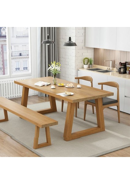 Ahşap Yemek Masası / Ağaç Toplantı Masası / Çalışma Masası - Ahşap Ayaklı