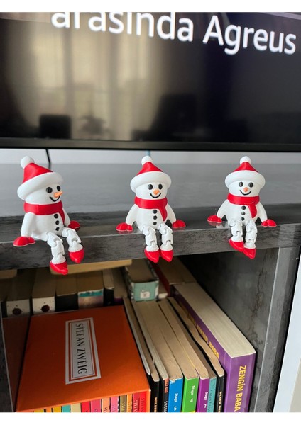 3'lü, Şapkalı Kardan Adam Şeklinde Ayakları Hareketli Yılbaşı Süsü, Masa Süsü, Dekoratif Obje- 8 cm fiyatları