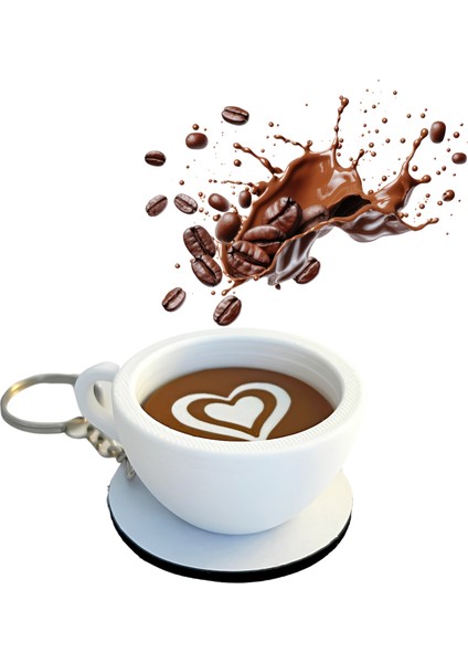 Kahve Fincanı Kalp Latte Çanta Charm Barista Aksesuarı Kahve Severler Için Özel Tasarım Anahtarlık