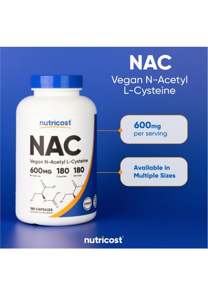 N-Acetyl L-Cysteine (N.a.c) 600MG, 180 Capsules.abd Menşei modelleri