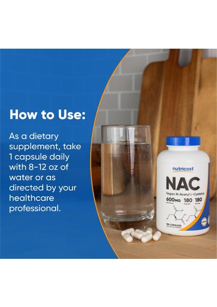 N-Acetyl L-Cysteine (N.a.c) 600MG, 180 Capsules.abd Menşei fırsatları