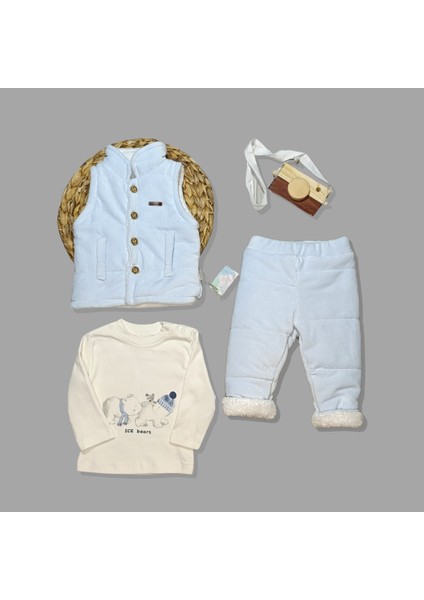 Kadife Peluş Yelekli Üçlü Takım fiyatları