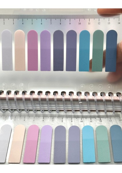 10 Renkli Cetvelli Mor ve Mavi Tonlar Oval Kenar Şeffaf Pet Indeks Sticker/ındex Sticker/post-It