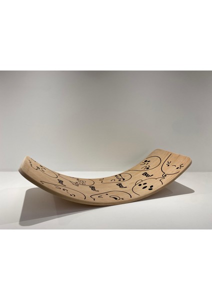 Desenli Denge Tahtası 90cm X 30cm Balance Board Doğal Ahşap Çocuk Oyuncak
