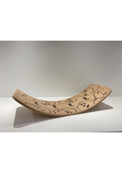 Desenli Denge Tahtası 90cm X 30cm Balance Board Doğal Ahşap Çocuk Oyuncak