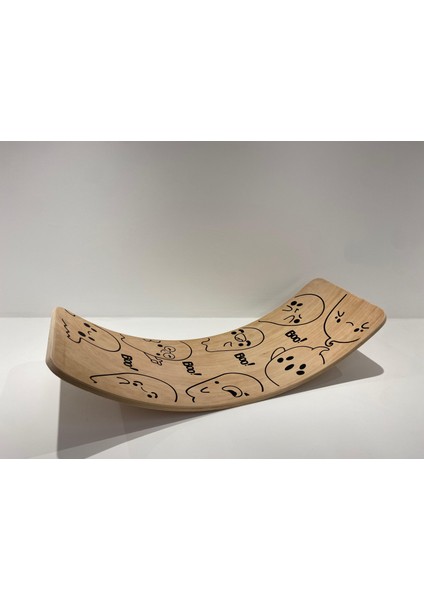 Desenli Denge Tahtası 90cm X 30cm Balance Board Doğal Ahşap Çocuk Oyuncak