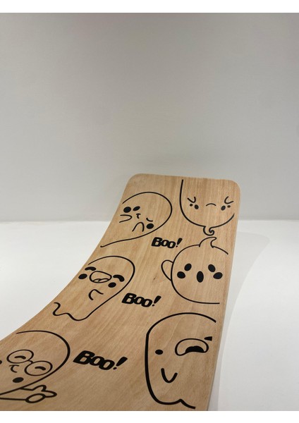 Desenli Denge Tahtası 90cm X 30cm Balance Board Doğal Ahşap Çocuk Oyuncak