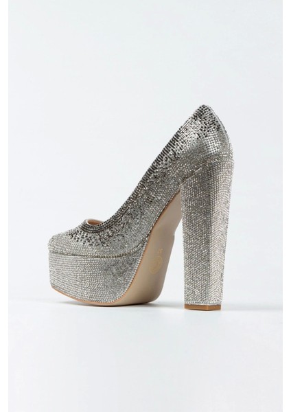 Gold Sultan Çift Renk Taşlı Klasik Köşe Kalıplı Kadın Abiye Ayakkabı Kadın Topuklu Şık fırsatları