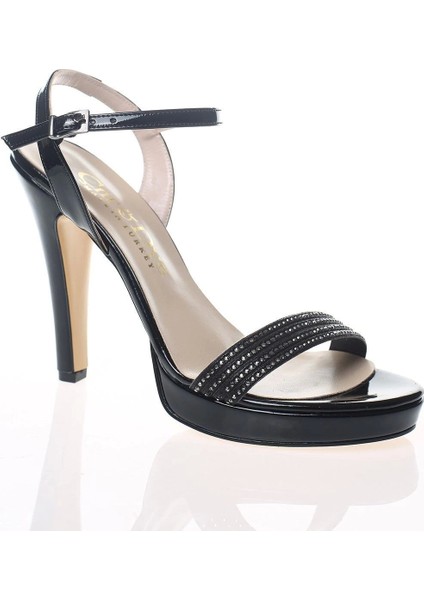 Kadın Platin Ayna Taşlı Tek Bant Abiye Ayakkabı Kadın Topuklu Şık Gece Ayakkabısı