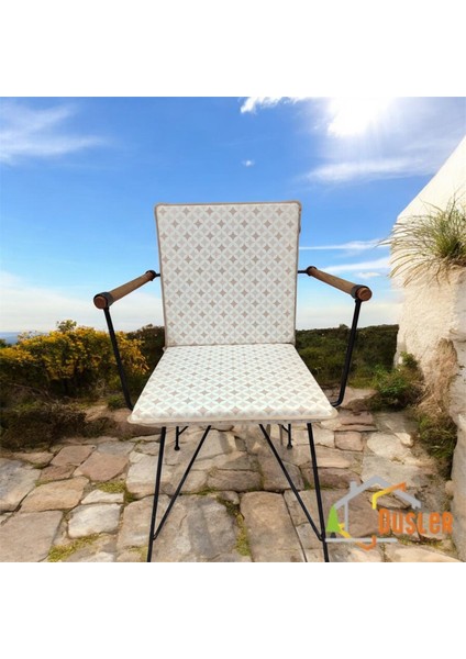 40*80 Duck Kumaş Bej Geometrik Desenli 4 cm Lik Sırtlı Sandalye Minderi fiyatları