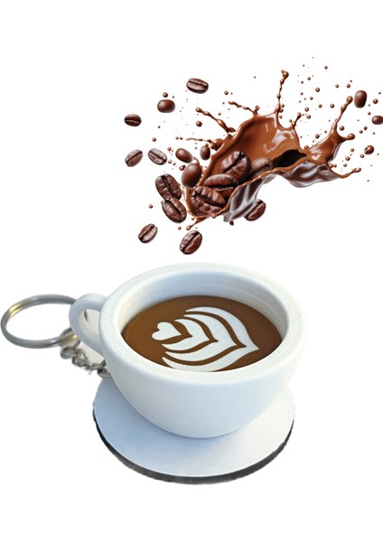 Kahve Fincanı Latte Çanta Charm Barista Aksesuarı Kahve Severler Için Özel Tasarım Anahtarlık