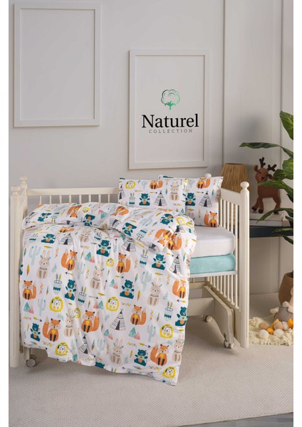 Pamuklu Bebek Nevresim Takımı (Alezli) 5 Parça Kutulu Set 100 x 150 cm