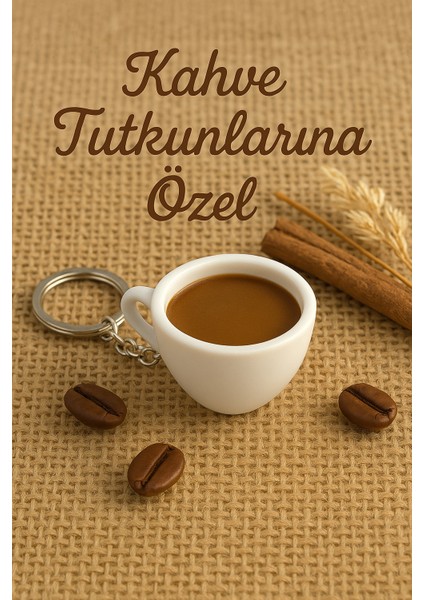 Kahve Fincanı Latte Çanta Charm Barista Aksesuarı Kahve Severler Için Özel Tasarım Anahtarlık