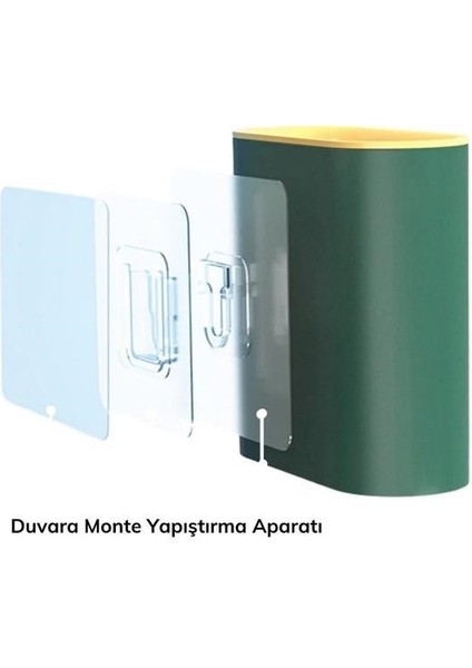 ® Duvara Monte Edilebilir Kapaklı Askılı Klozet Yumuşak Silikon Başlıklı Tuvalet Fırçası Seti